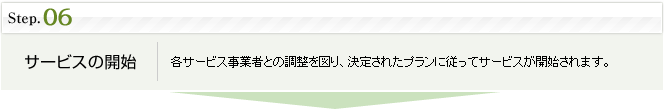 step6.サービスの開始:各サービス事業者との調整を図り、決定されたプランに従ってサービスが開始されます。